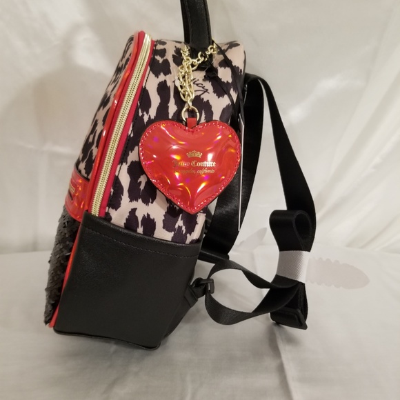 Juicy Couture Natural Leopard Clashing Hearts Color Black and Red Brand New - Picture 5 of 8